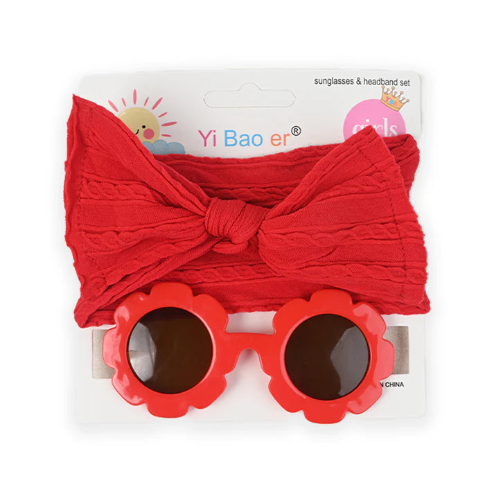 Newborn Baby Sunglasses and Nylon Headband Gift Set