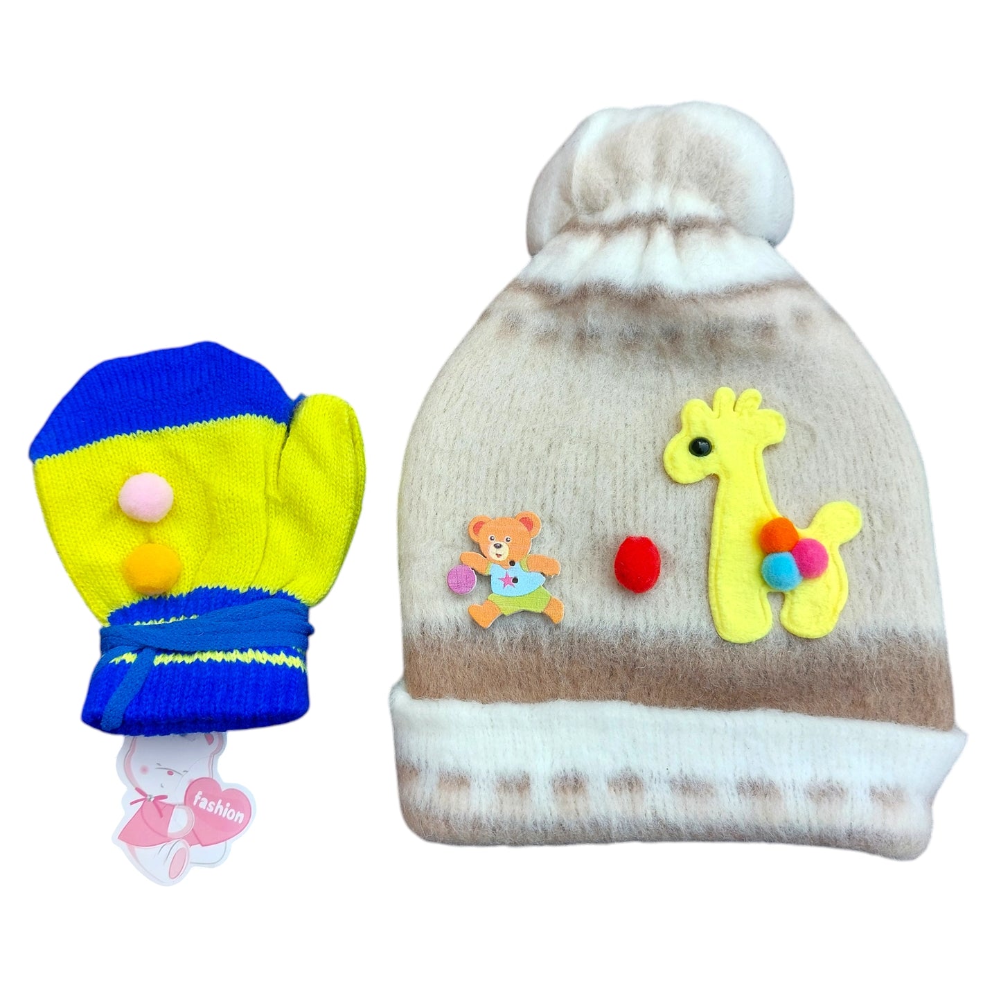 Wool Baby Cap & Mittens Winter Gift Set