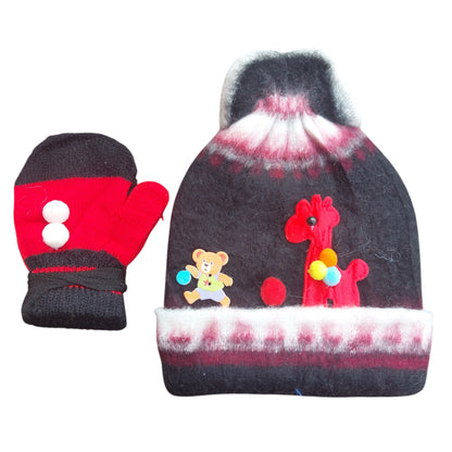 Wool Baby Cap & Mittens Winter Gift Set