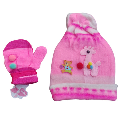 Wool Baby Cap & Mittens Winter Gift Set